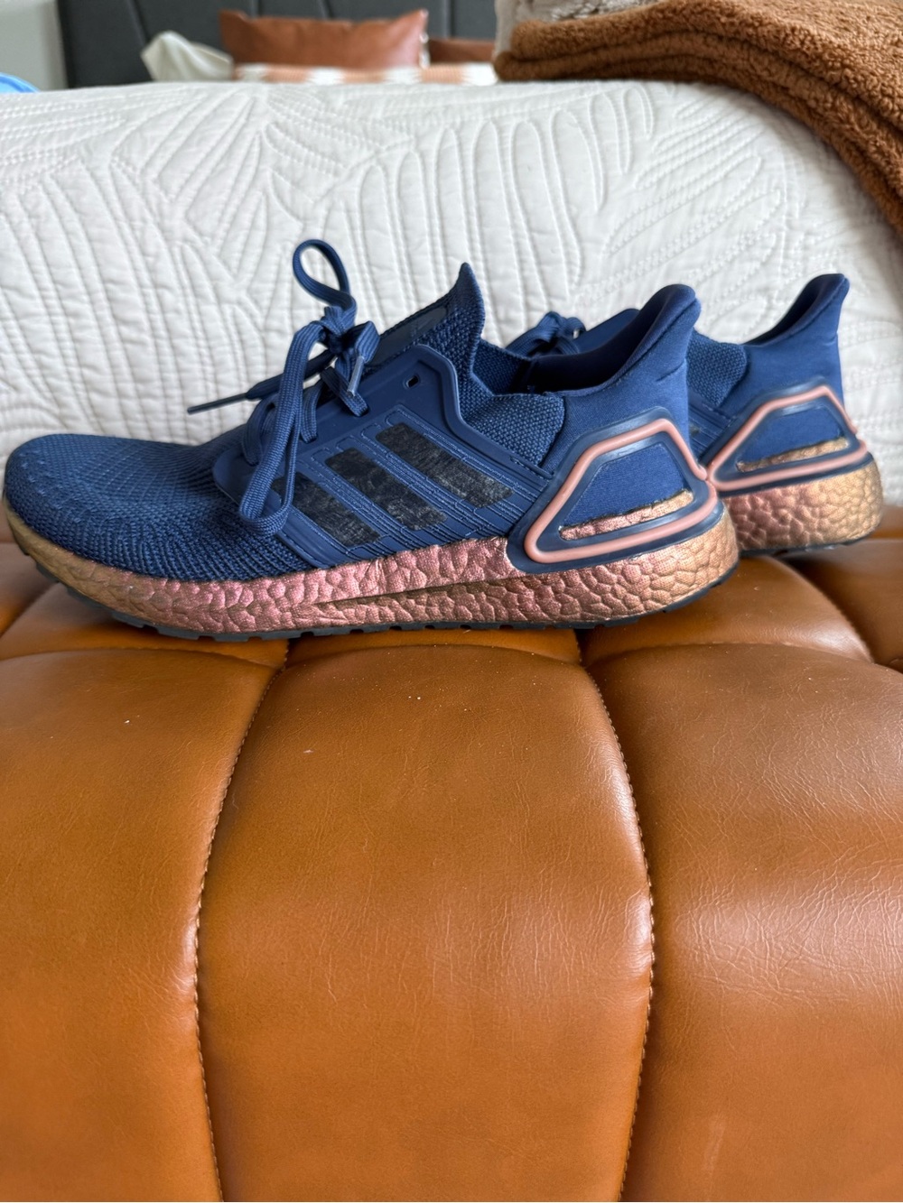 Adidas Navy Prime Blue Sneakers with Rose Metallic Midsole
